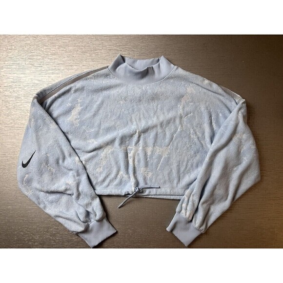 Nike Women's Cropped Fleece Training Crew City Ready CJ4907-701 Blue Size Small - Picture 1 of 6